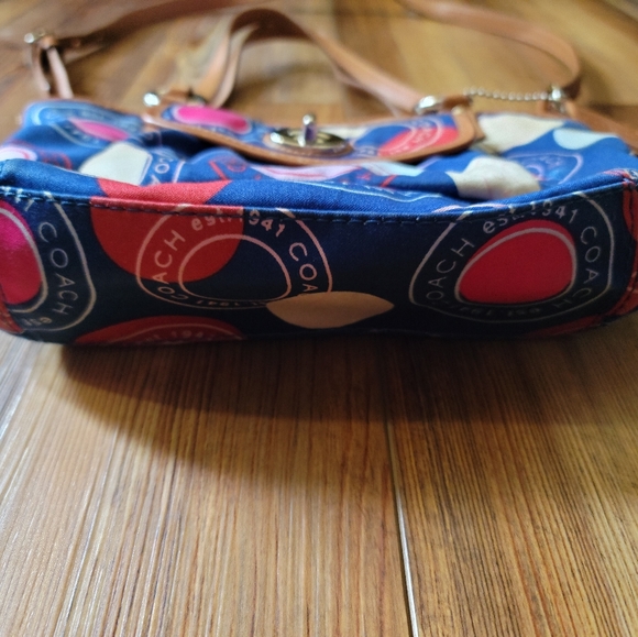 Blue Multi Color Dots Coach Purse - Picture 4 of 11